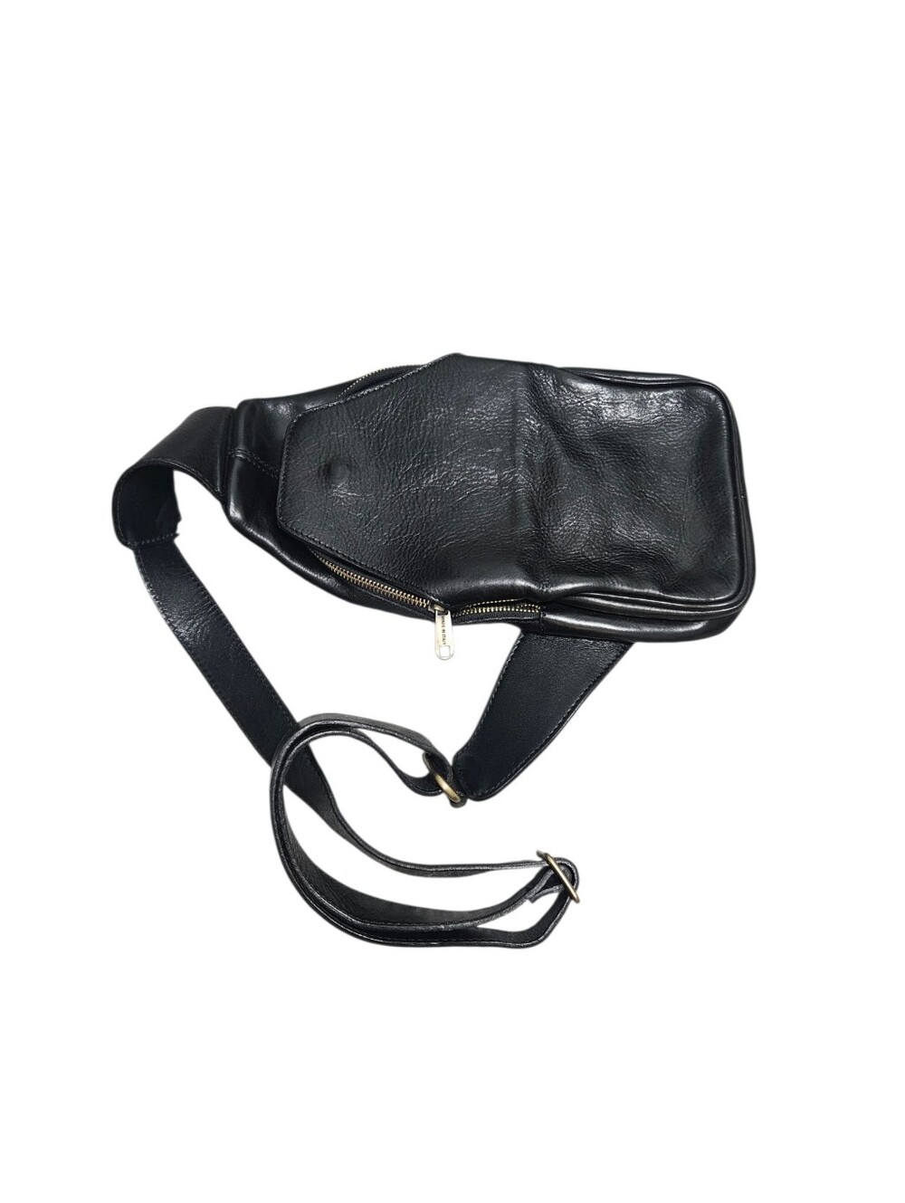 Made in Italy Black Leather Crossbody Sling Bag - Picture 2 of 7